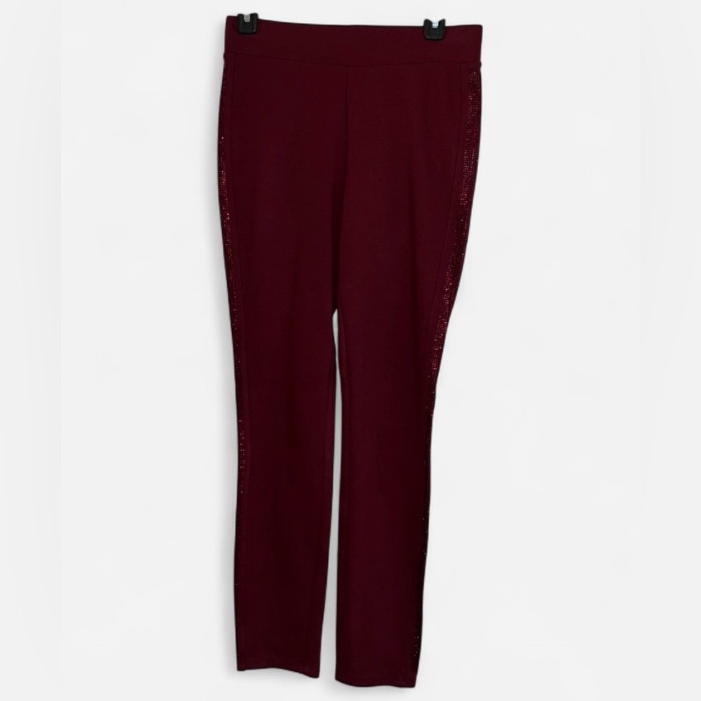 Magaschoni Deep Red Ox Blood Rhinestone Pants Size SP NWT